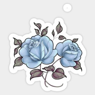 Vintage pale blue rose floral print Sticker